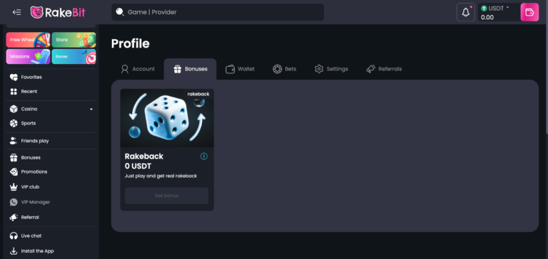 Rakebit bonus as seen