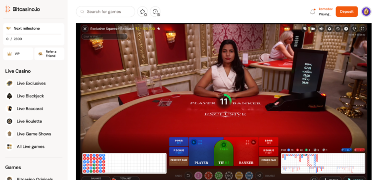 Baccarat on bitcasino.io as seen when testing