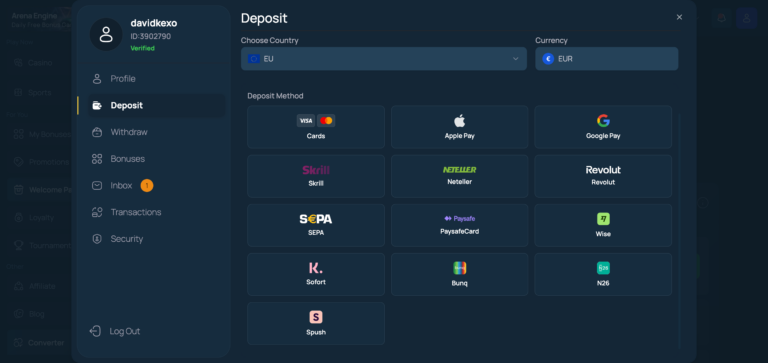 Fortunejack non crypto deposit method as seen when testing
