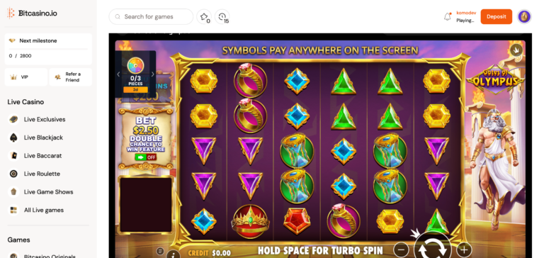 Bitcasino.io slots as seen when testing