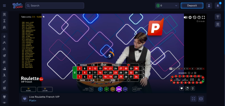live roulette as seen on 7bitcasino.com when live testing