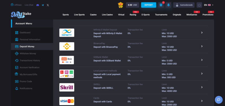 Mystake deposit method seen when testing