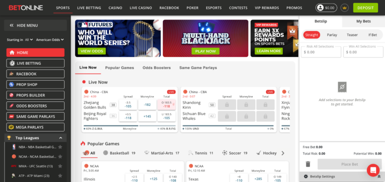 BetOnline live betting seen when testing