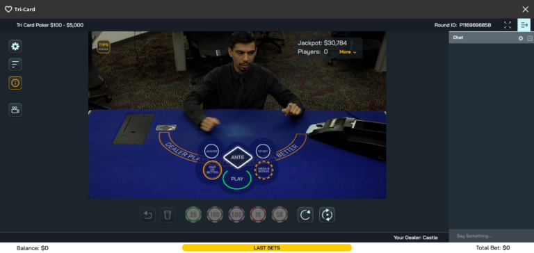 BetOnline live poker as seen when testing