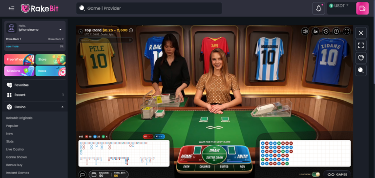 Rakebit live black jack as seen when testing
