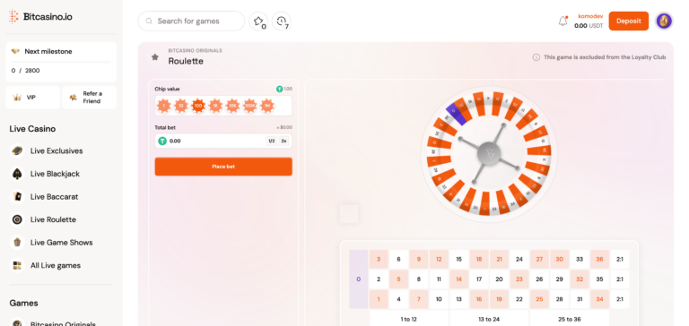 Roulette as seen on bitcasino.io
