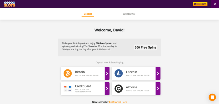 SuperSlots casino deposit methods