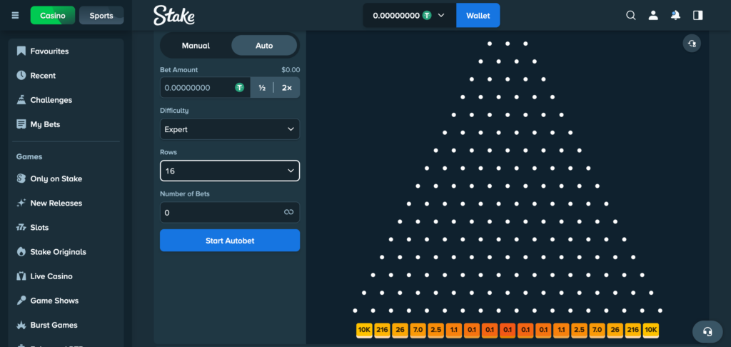 Plinko game on stake