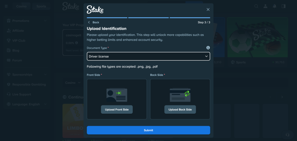 Stake verify identity