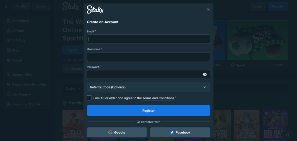 Stake create account