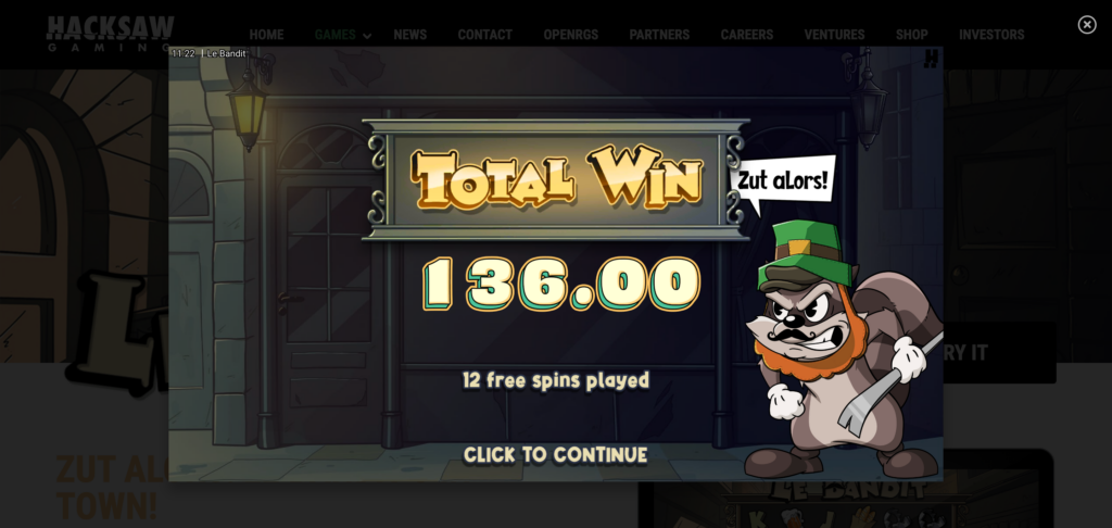 Le Bandit bonus on free spin