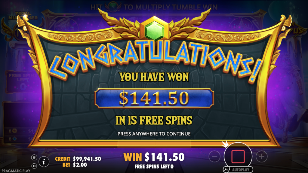 This was our winning after buying $200 free spin