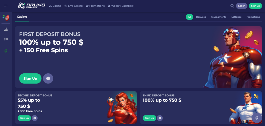 BrunoCasino promotions as seen when testing 