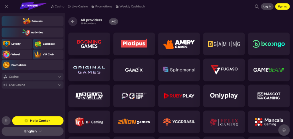 Zumospin providers as seen when testing