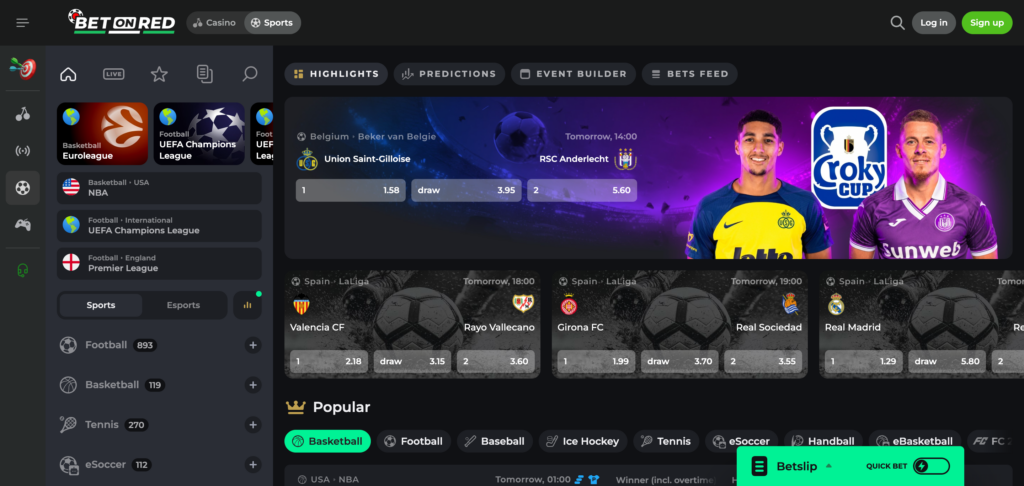 Betonred sportsbook as seen on testing