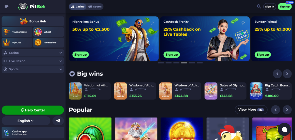PitBet home page